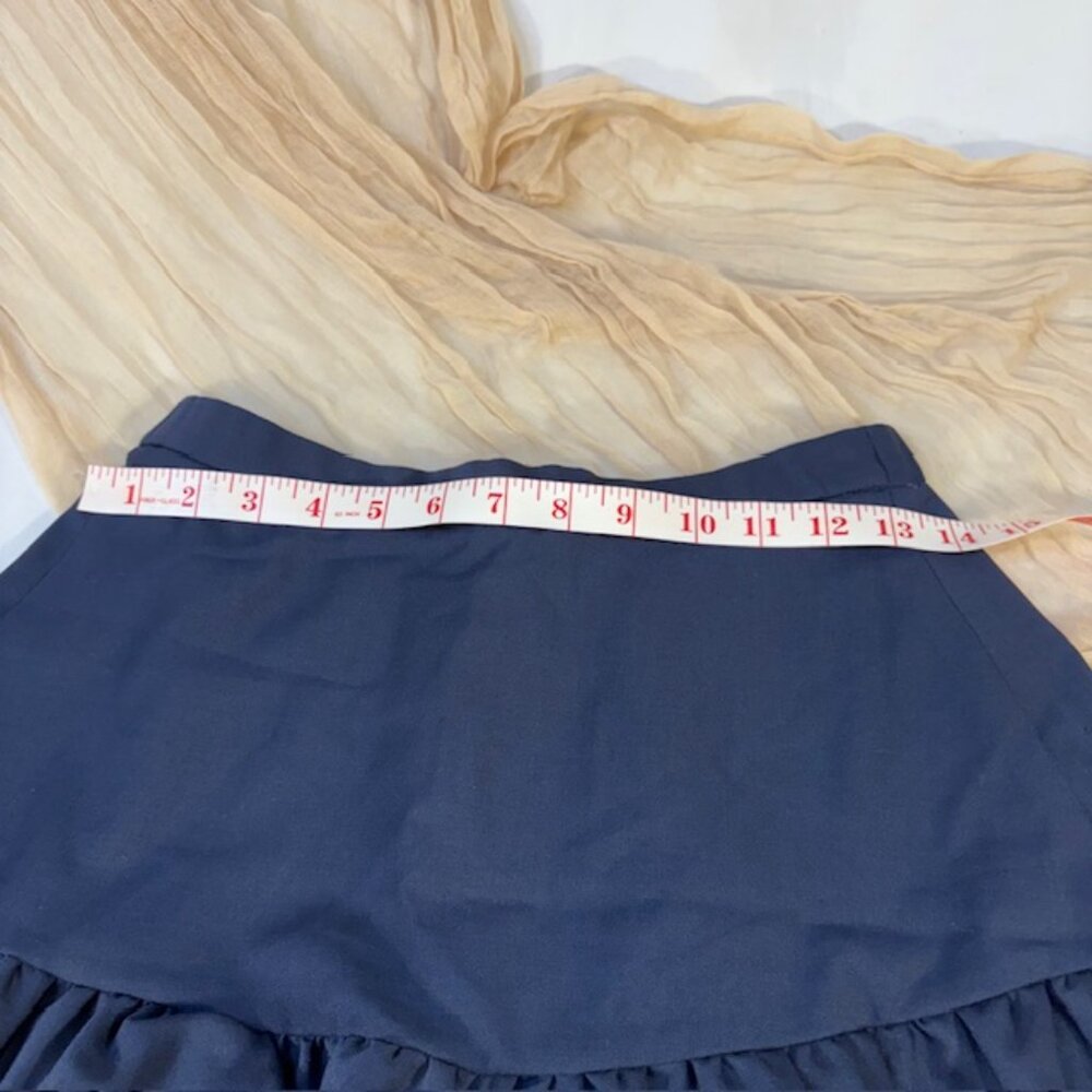 JCrew Womens Navy Double Tiered Ruffle Lined Skirt Size 2P - Picture 4 of 10